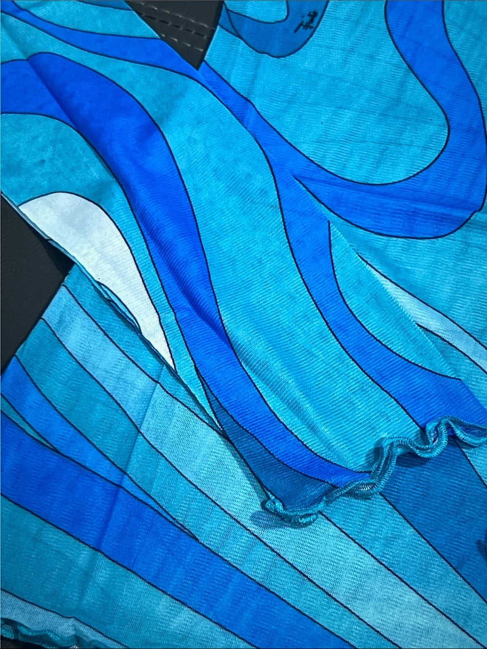 Emilio Pucci Blue Multi-Blue Wave Long Sleeve Top - Picture 5 of 6